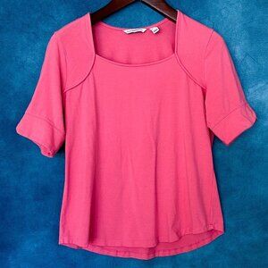 Isaac Mizrahi Barbie-Pink Scoop-Neck Top, Size M